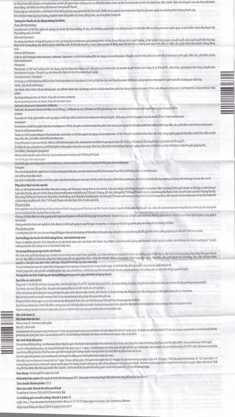 Thuốc Levothyrox 100µg Merck điều trị bướu giáp, suy giáp, ung thư giáp (3 vỉ x 10 viên)