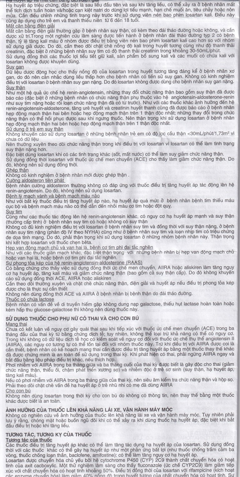 Thuốc Lifezar 100mg United điều trị tăng huyết áp, bệnh thận do đái tháo đường (3 vỉ x 10 viên)