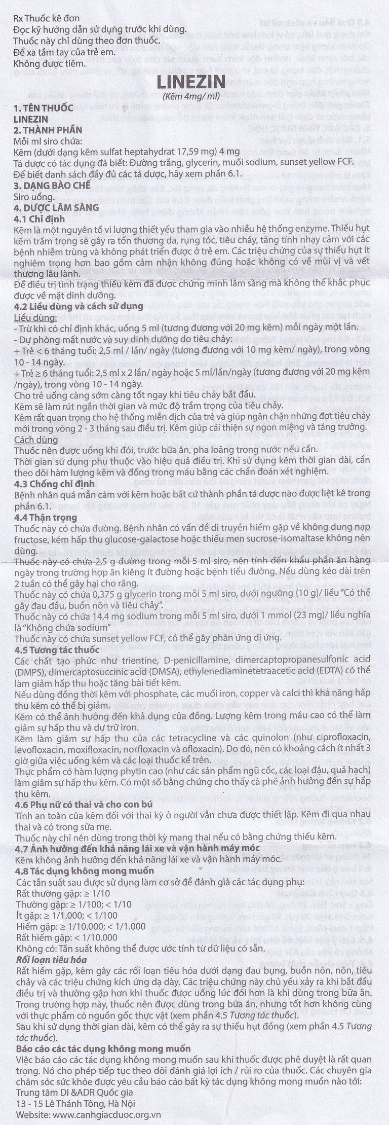 Thuốc Linezin 4mg/ml Hà Nam điều trị tình trạng thiếu kẽm (20 ống x 5ml)