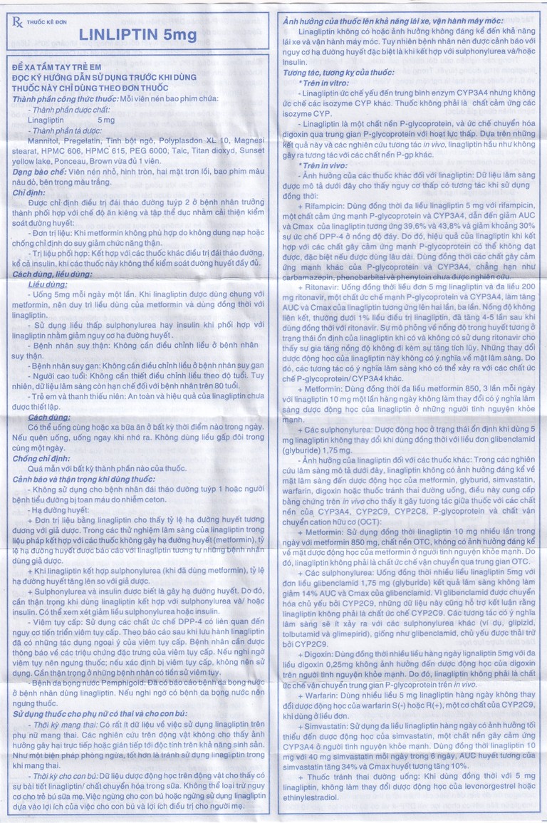 Thuốc Linliptin 5mg Meyer - BPC điều trị đái tháo đường típ 2 (3 vỉ x 10 viên)