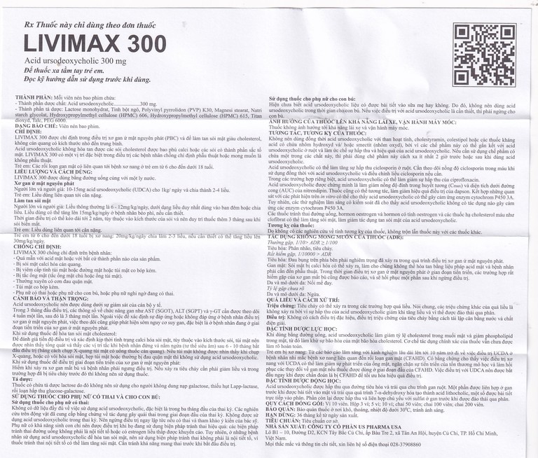 Thuốc Livimax 300 US Pharma điều trị xơ gan ứ mật nguyên phát (3 vỉ x 10 viên)