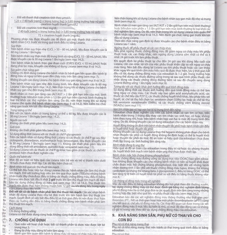 Thuốc Lixiana 60mg Daiichi-Sankyo phòng ngừa đột quỵ và cục máu đông (2 vỉ x 14 viên)