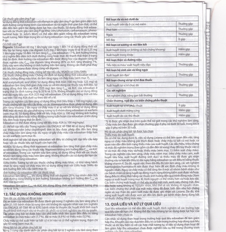 Thuốc Lixiana 60mg Daiichi-Sankyo phòng ngừa đột quỵ và cục máu đông (2 vỉ x 14 viên)