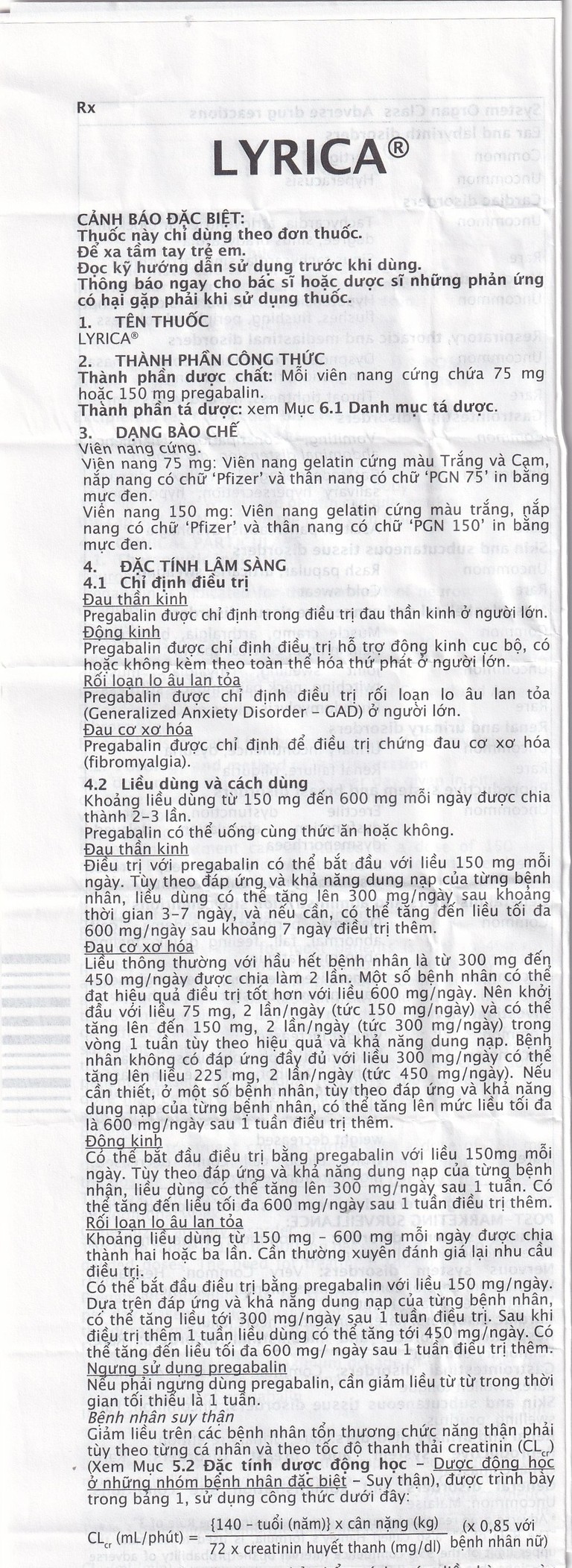 Viên nang cứng Lyrica 75mg Viatris điều trị đau thần kinh, động kinh cục bộ (4 vỉ x 14 viên) 