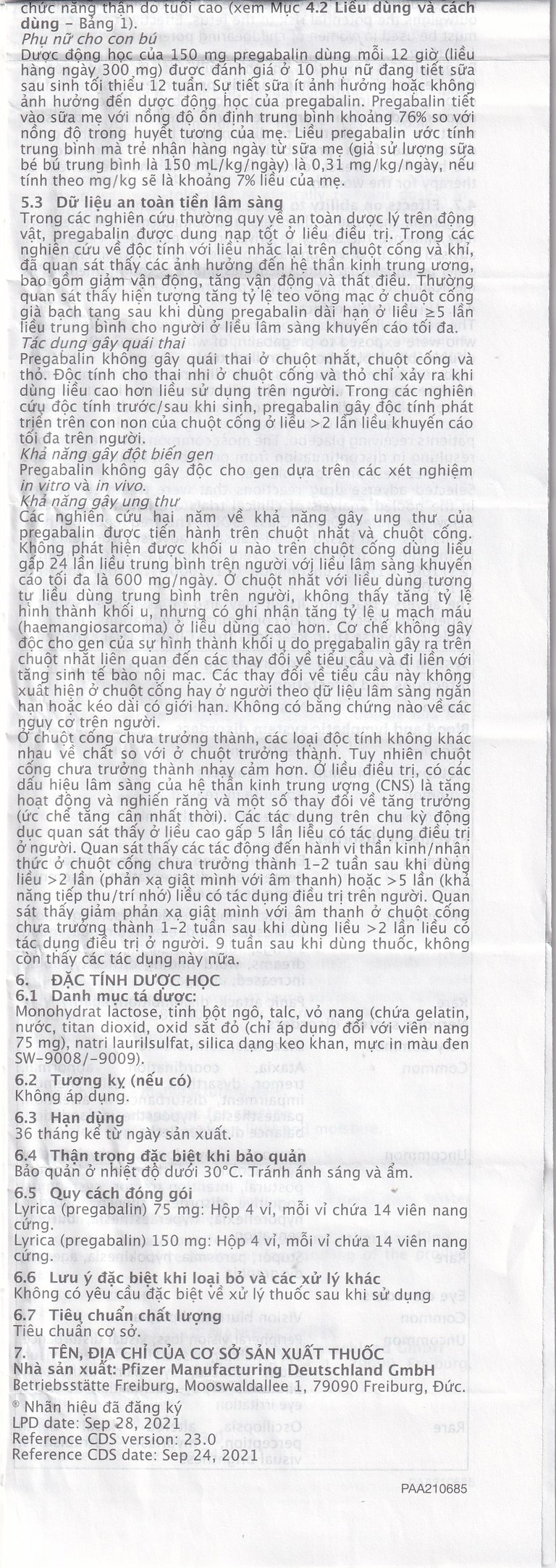 Viên nang cứng Lyrica 75mg Viatris điều trị đau thần kinh, động kinh cục bộ (4 vỉ x 14 viên) 