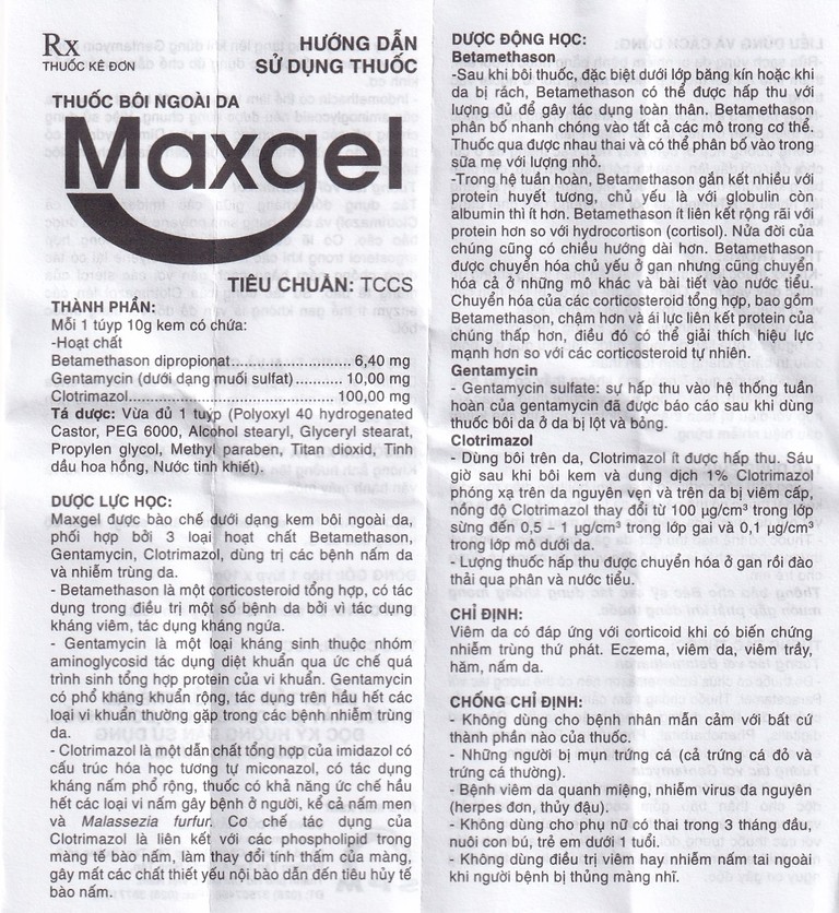 Kem bôi da Maxgel SPM điều trị viêm da, viêm trầy, hăm, nấm da (10g)