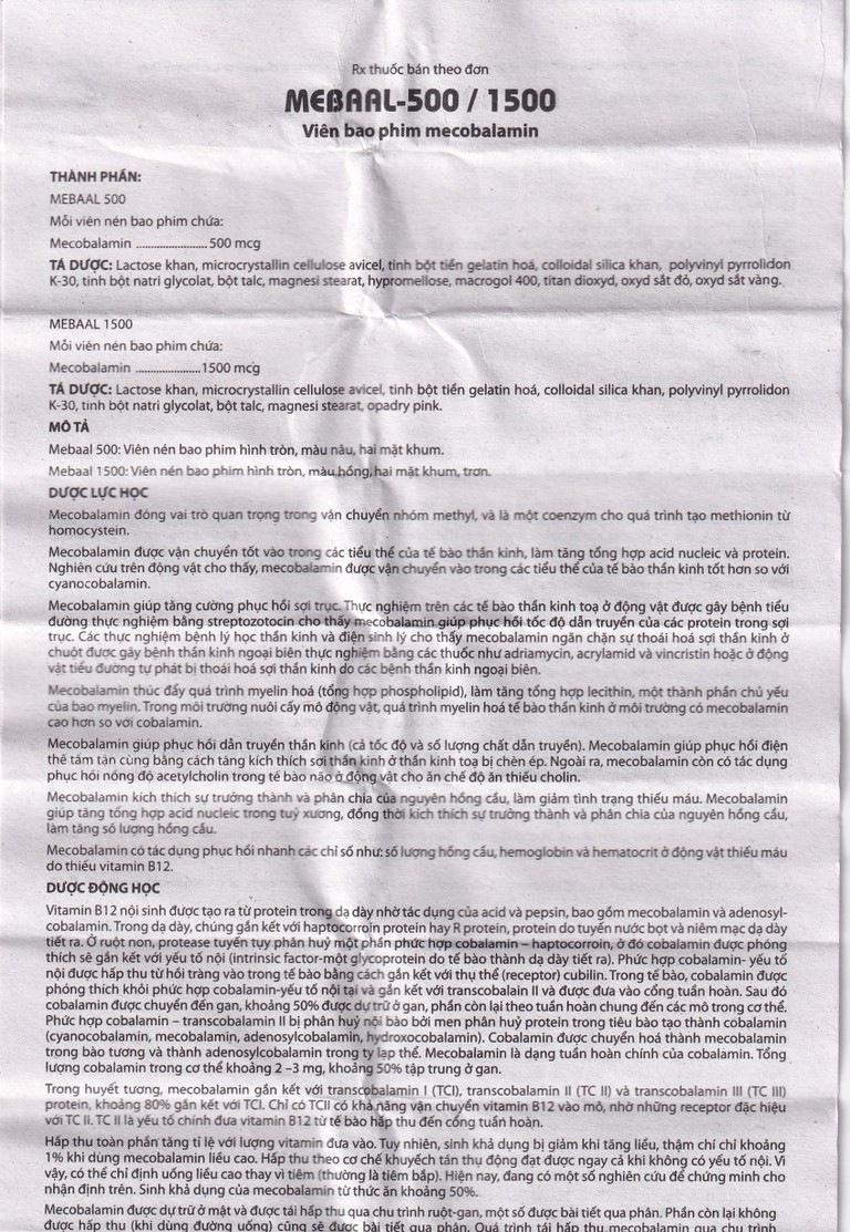 Viên nén Mebaal-1500 MEGA We Care điều trị các bệnh lý thần kinh ngoại biên (3 vỉ x 10 viên) 