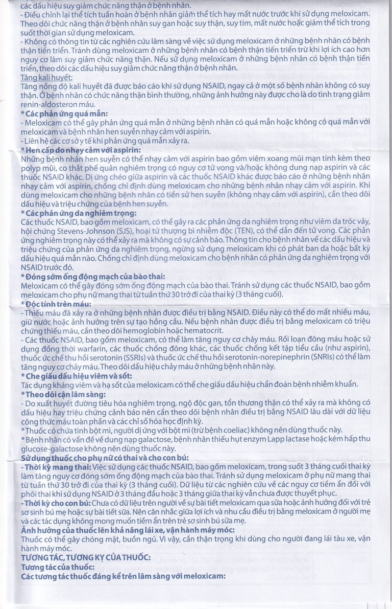 Thuốc Meloxicam 7.5mg điều trị viêm xương khớp, viêm cột sống (2 vỉ x 10 viên)