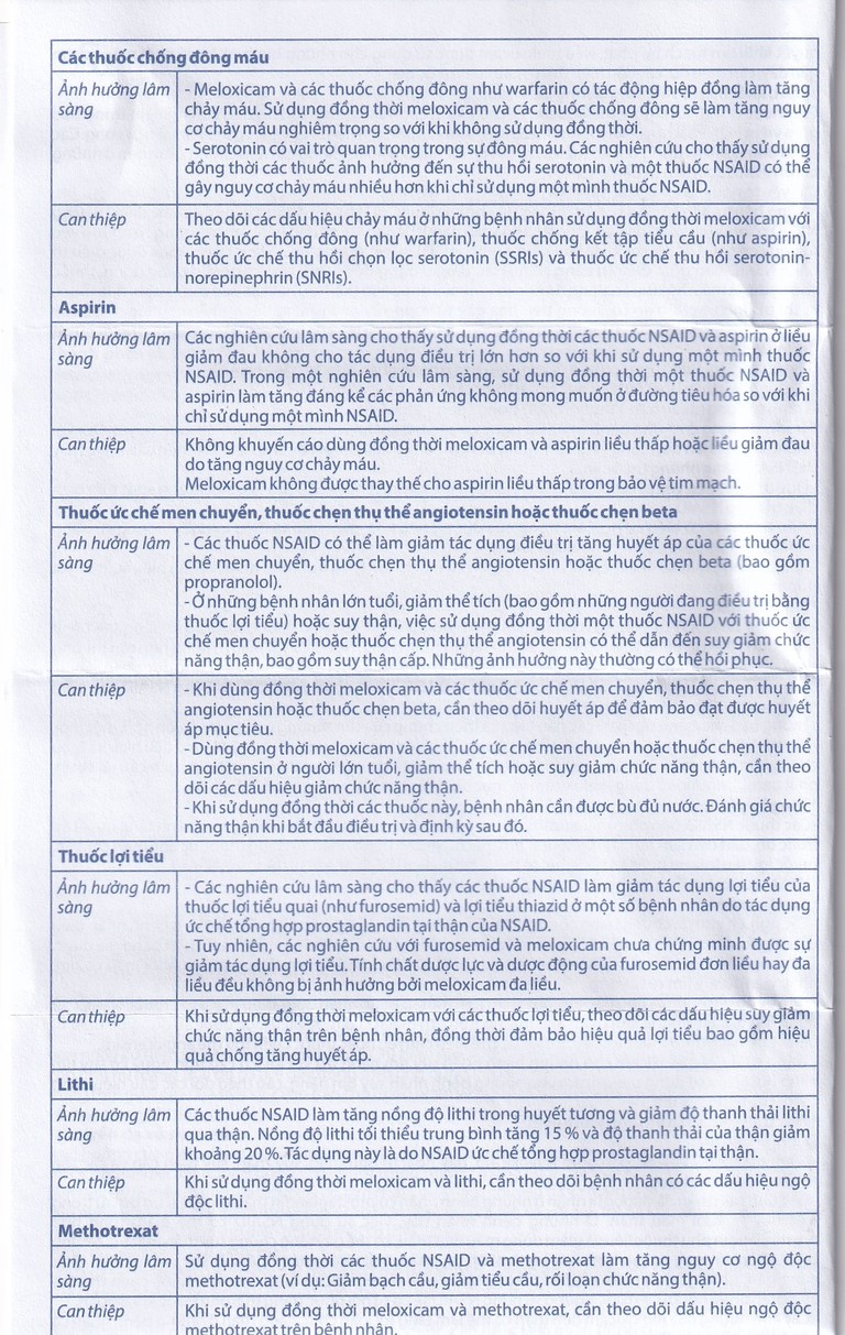 Thuốc Meloxicam 7.5mg điều trị viêm xương khớp, viêm cột sống (2 vỉ x 10 viên)