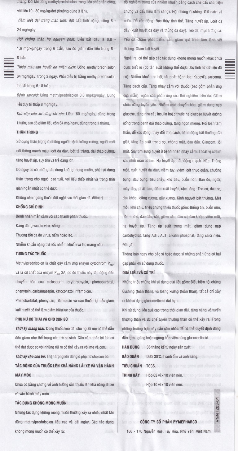 Thuốc Menison 4mg Pymepharco điều trị rối loạn nội tiết, viêm khớp, bệnh collagen (3 vỉ x 10 viên)