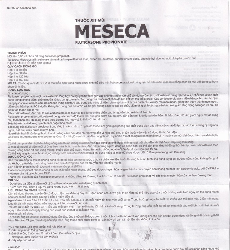 Thuốc xịt mũi Meseca Merap điều trị và dự phòng viêm mũi dị ứng (60 liều)