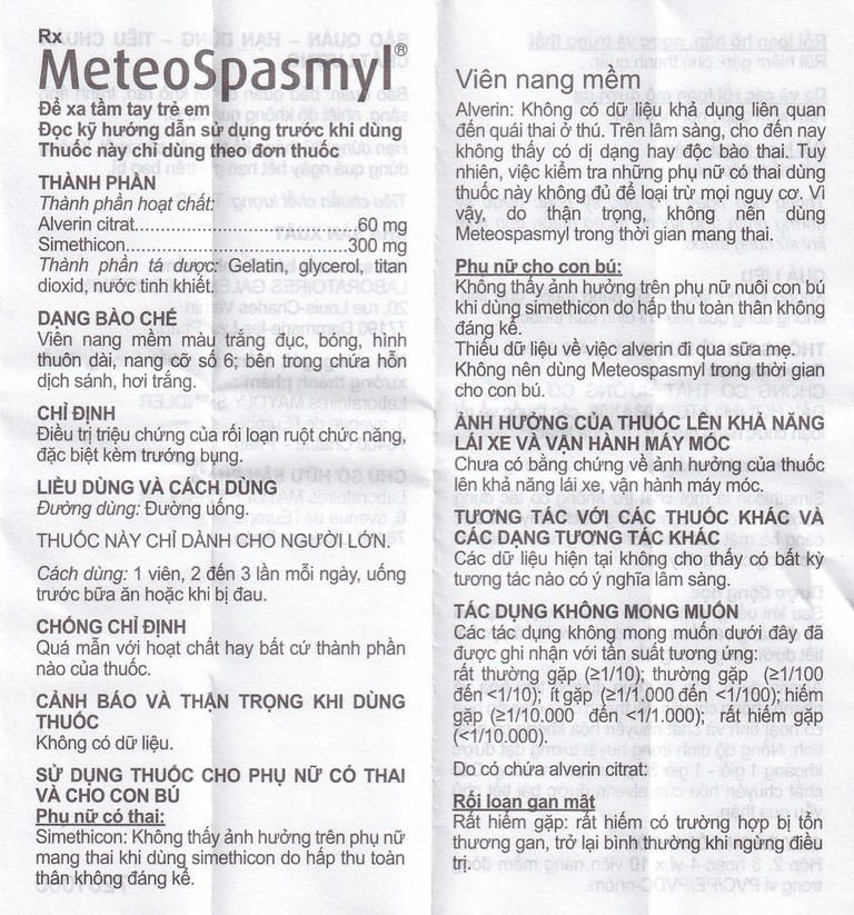 Thuốc Meteospasmyl Mayoly Spindler điều trị các rối loạn đường ruột (2 vỉ x 10 viên)