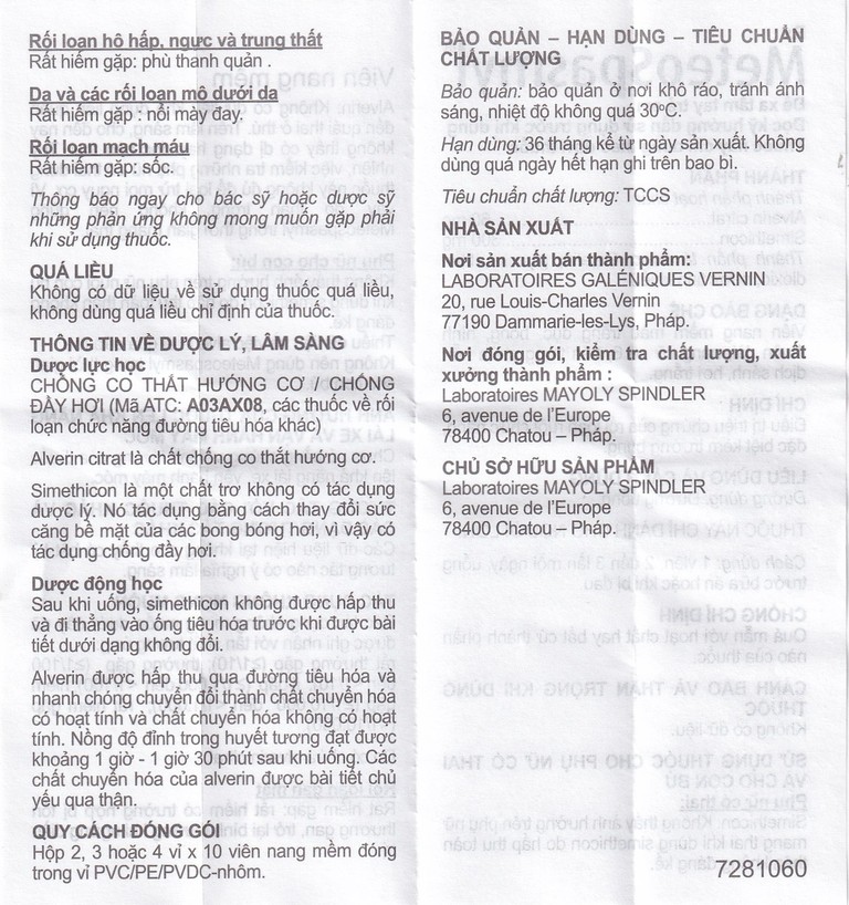 Thuốc Meteospasmyl Mayoly Spindler điều trị các rối loạn đường ruột (2 vỉ x 10 viên)