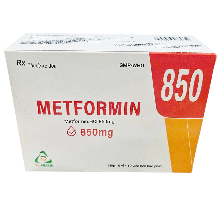 Thuốc Metformin 850mg TV.Pharm điều trị bệnh đái tháo đường (10 vỉ x 10 viên)