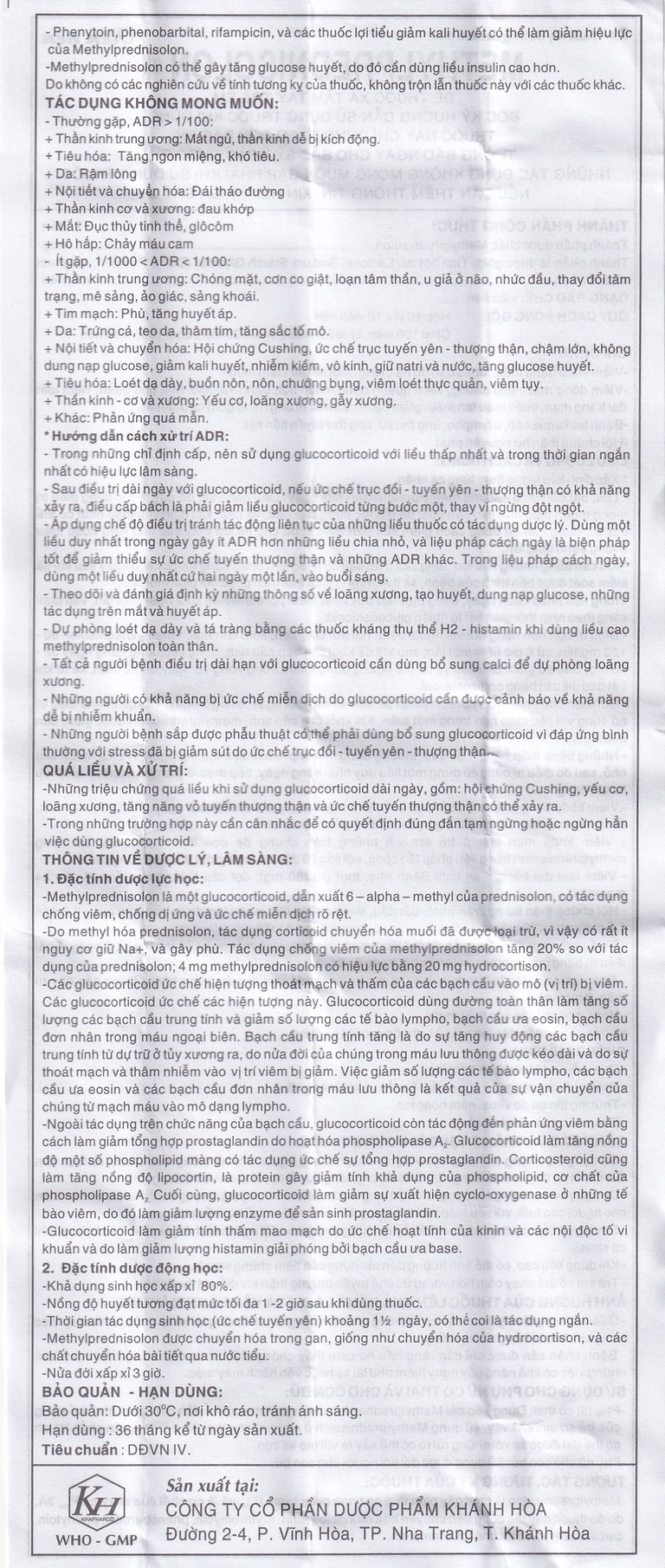 Thuốc Methylprednisolon 4 Khapharco kháng viêm, điều trị viêm khớp dạng thấp, lupus ban đỏ hệ thống (10 vỉ x 10 viên)