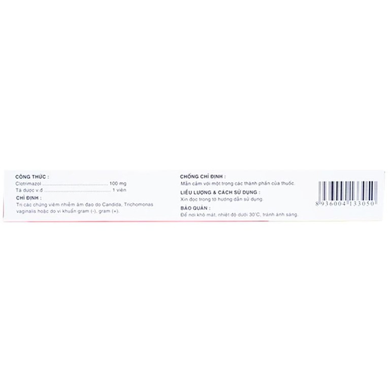 Viên đặt âm đạo Metrima 100 Dược 3-2 điều trị nấm candida (1 vỉ x 6 viên)