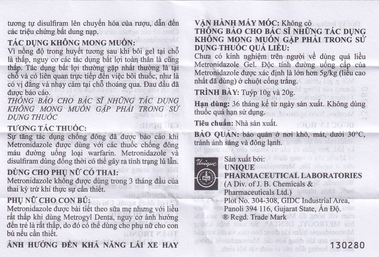 Gel bôi nha khoa Metrogyl Denta Unique Pharma điều trị các bệnh nha chu mãn tính (10g)