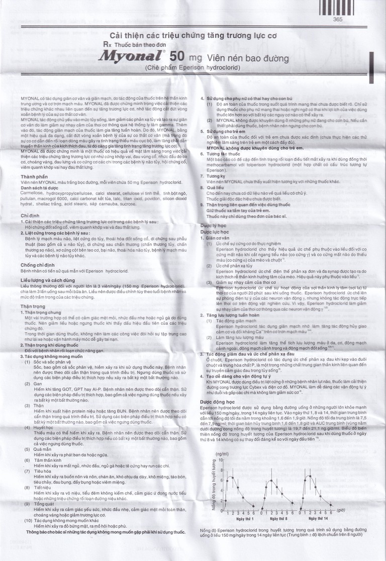 Viên nén Myonal 50mg Eisai cải thiện tăng trương lực cơ và điều trị liệt cứng (3 vỉ x 10 viên) 