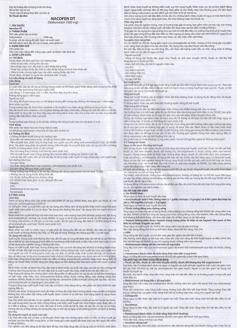 Thuốc Nacofen DT 1000mg Hà Nam điều trị các triệu chứng kéo dài của viêm khớp mạn tính (3 vỉ x 10 viên)