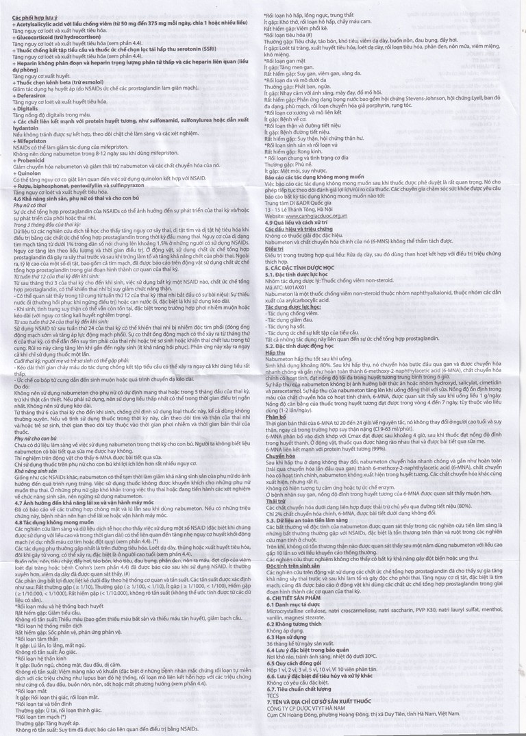 Thuốc Nacofen DT 1000mg Hà Nam điều trị các triệu chứng kéo dài của viêm khớp mạn tính (3 vỉ x 10 viên)