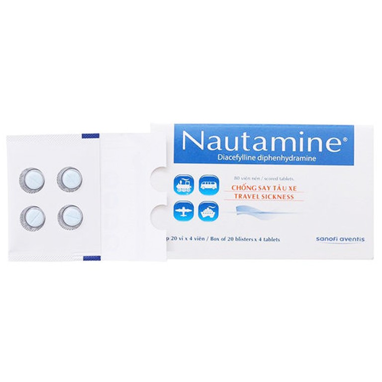 Viên nén Nautamine Sanofi phòng ngừa và điều trị say tàu xe (20 vỉ x 4 viên)
