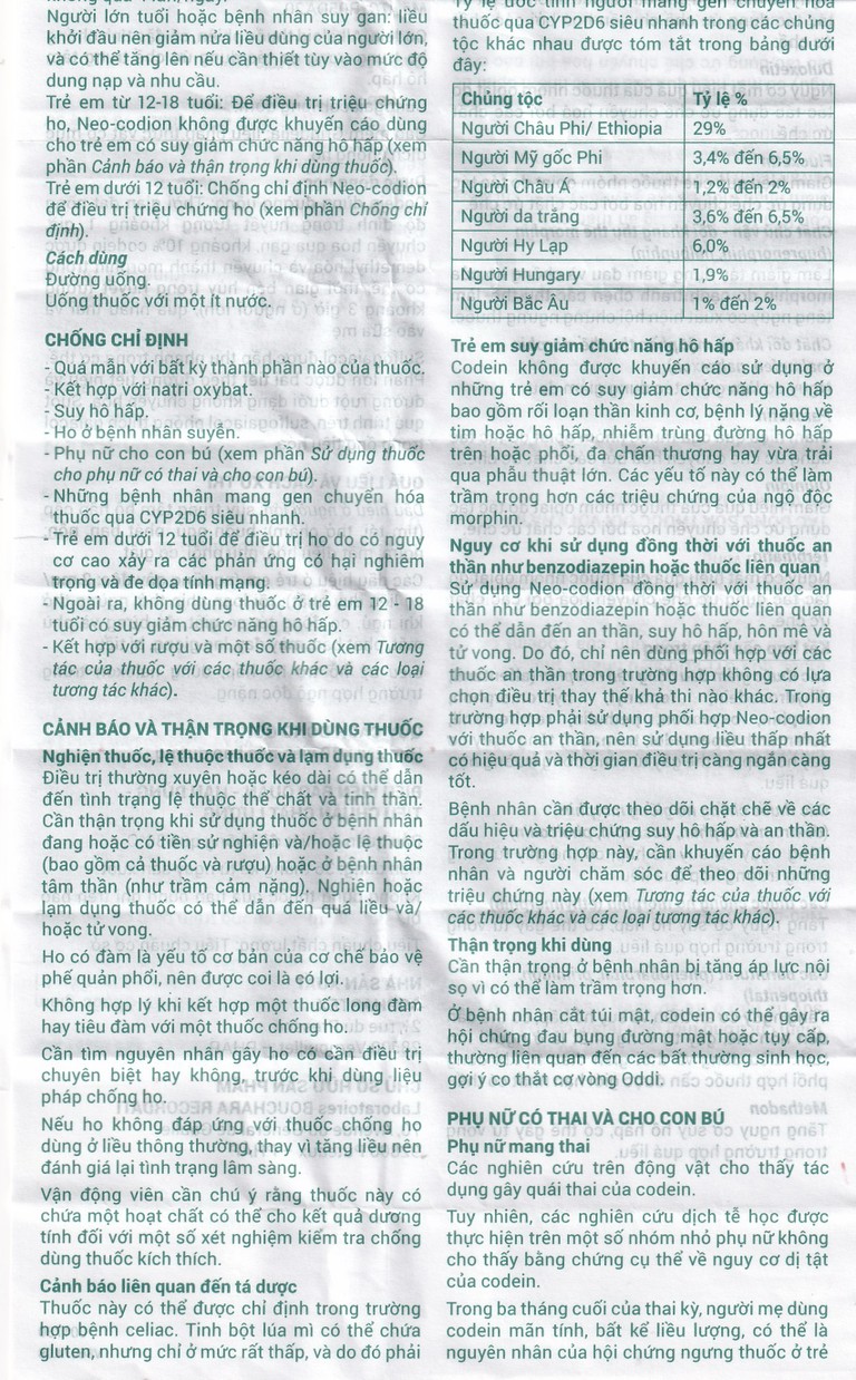 Viên nén Neo-Codion Bouchara điều trị triệu chứng ho khan (2 vỉ x 10 viên)