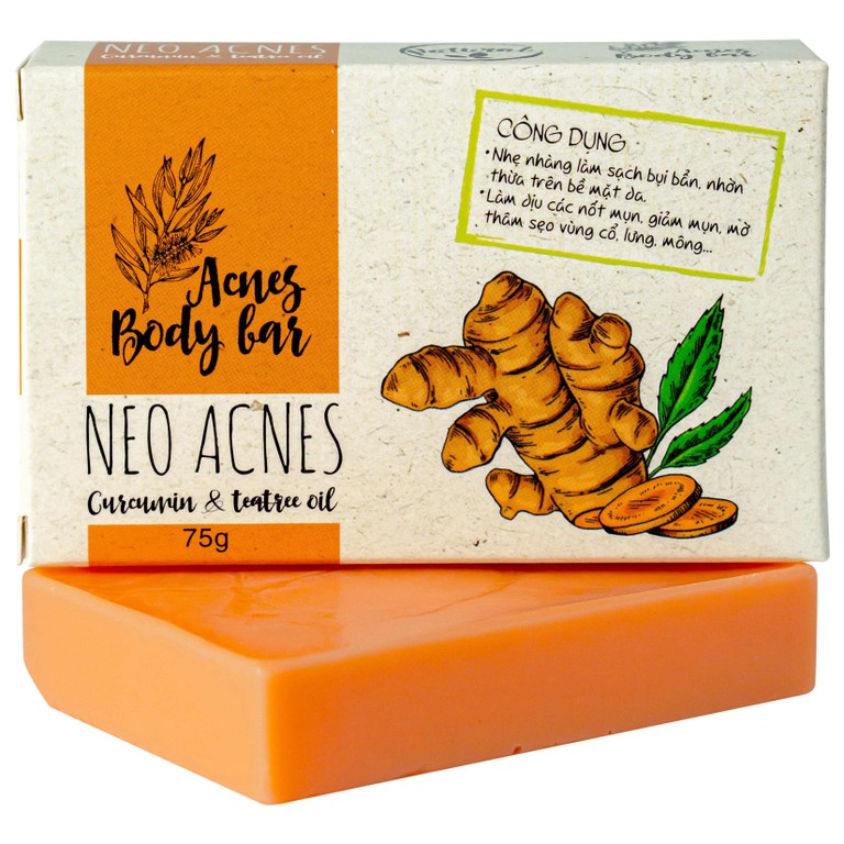 Xà phòng tắm ngừa mụn La Beauty Acnes Body Bar chứa nghệ và tinh chất dầu tràm (75g)