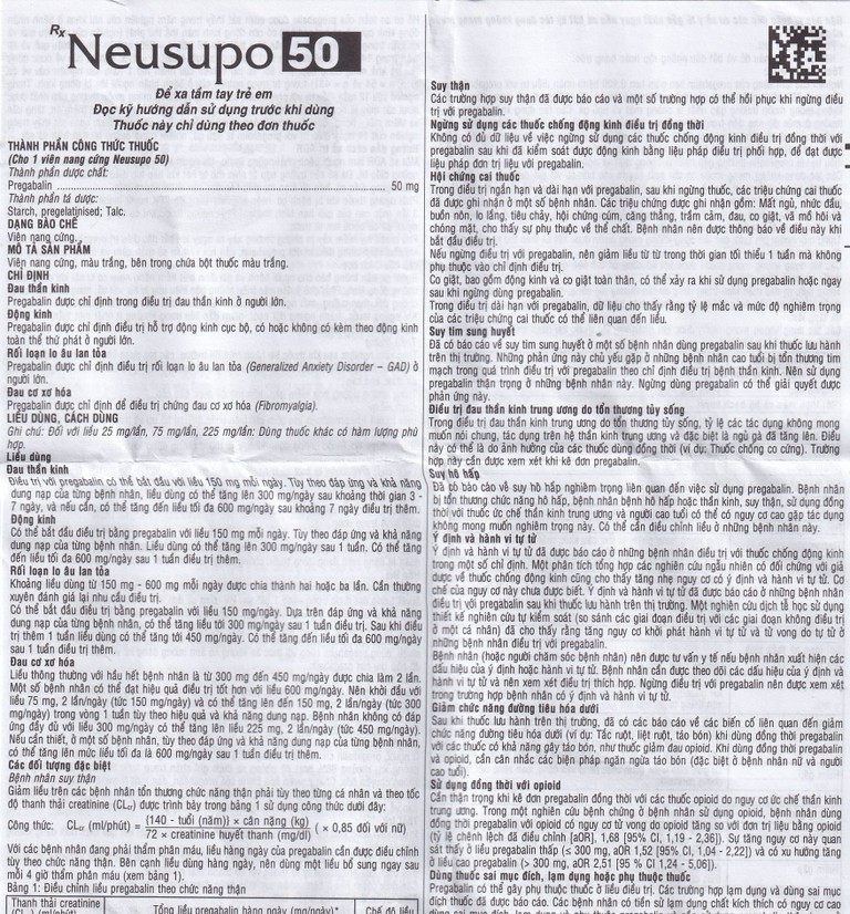 Thuốc Neusupo 50mg Savipharm đau thần kinh, lo âu lan tỏa, đau cơ xơ hóa, hỗ trợ động kinh cục bộ (3 vỉ x 10 viên)