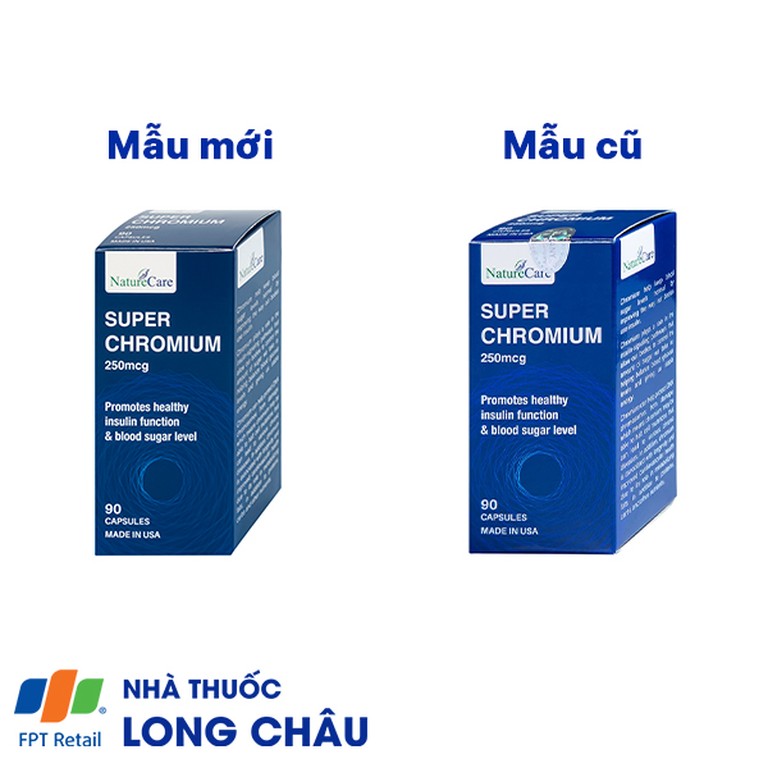 Viên uống Super Chromium 250mcg NatureCare cân bằng đường huyết, giảm cholesterol (90 viên)