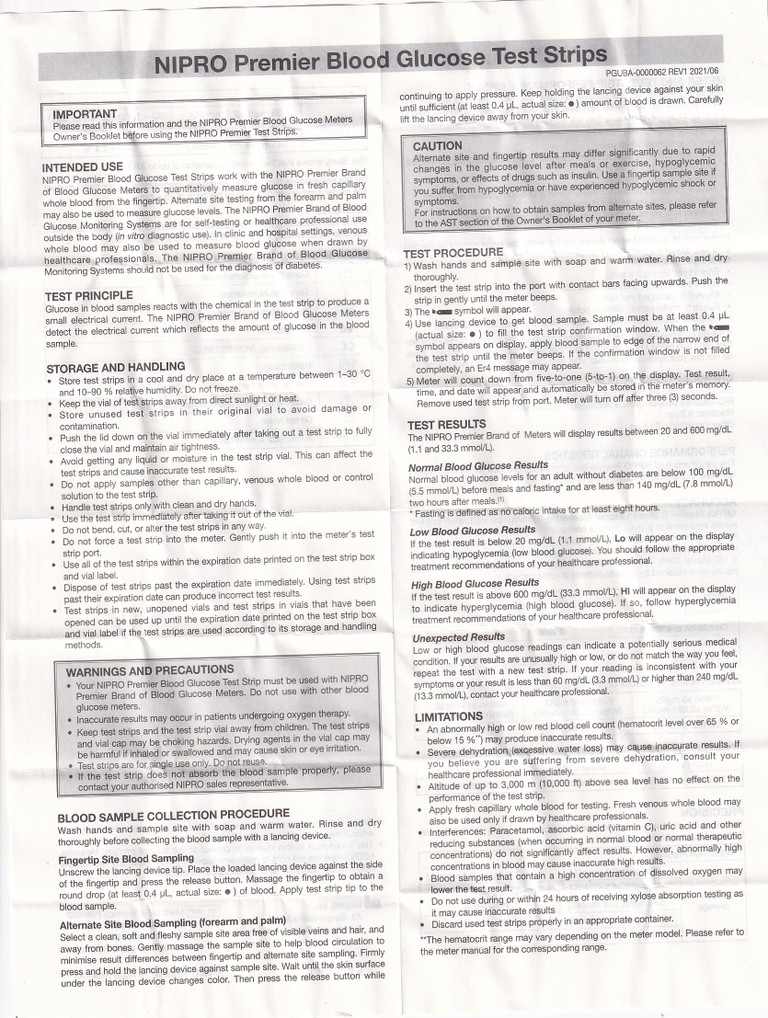 Que thử đường huyết Nipro Premier (25 que)