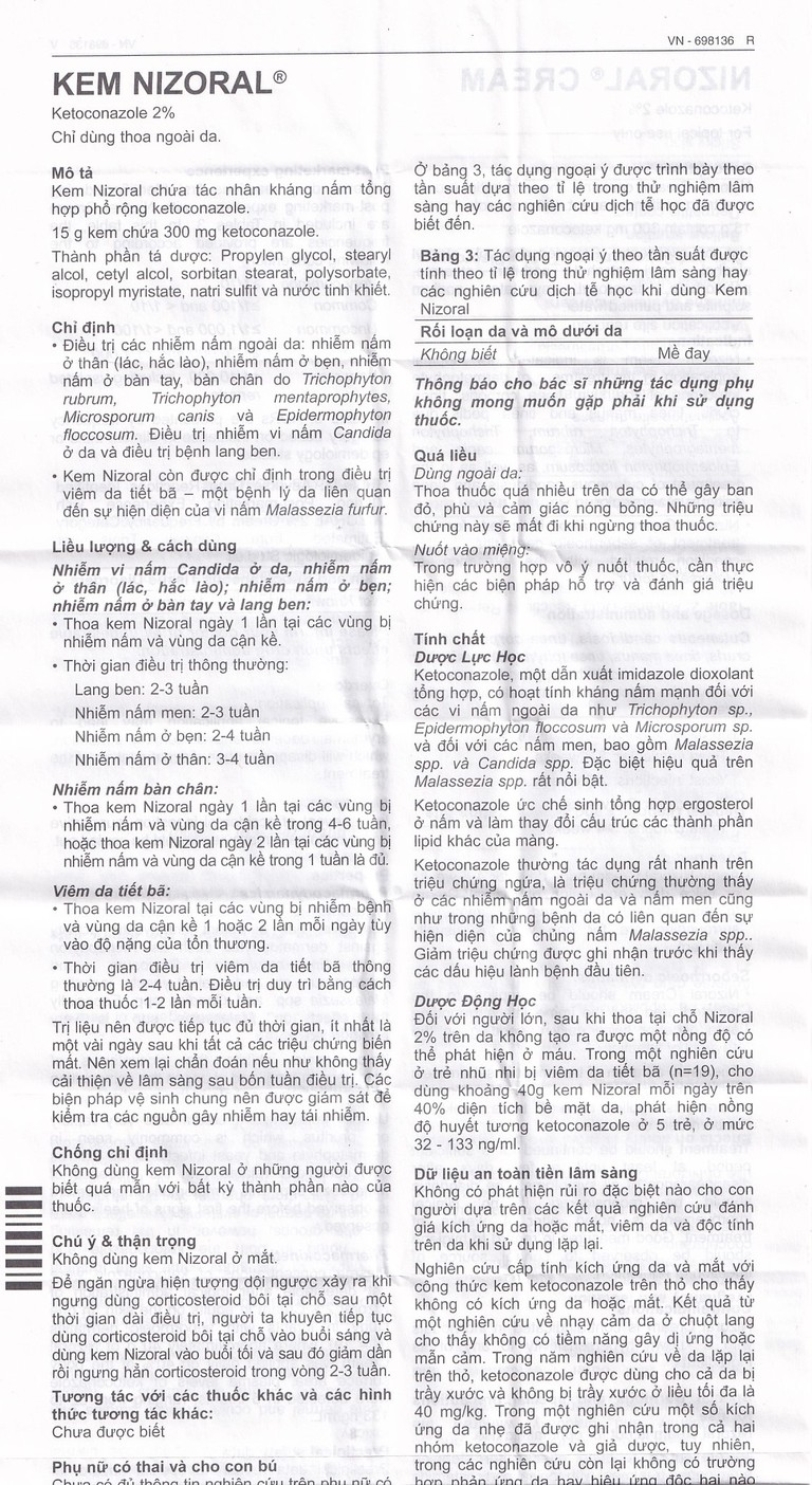 Kem Nizoral Jassen 20mg/g điều trị nhiễm nấm ngoài da (15g) 