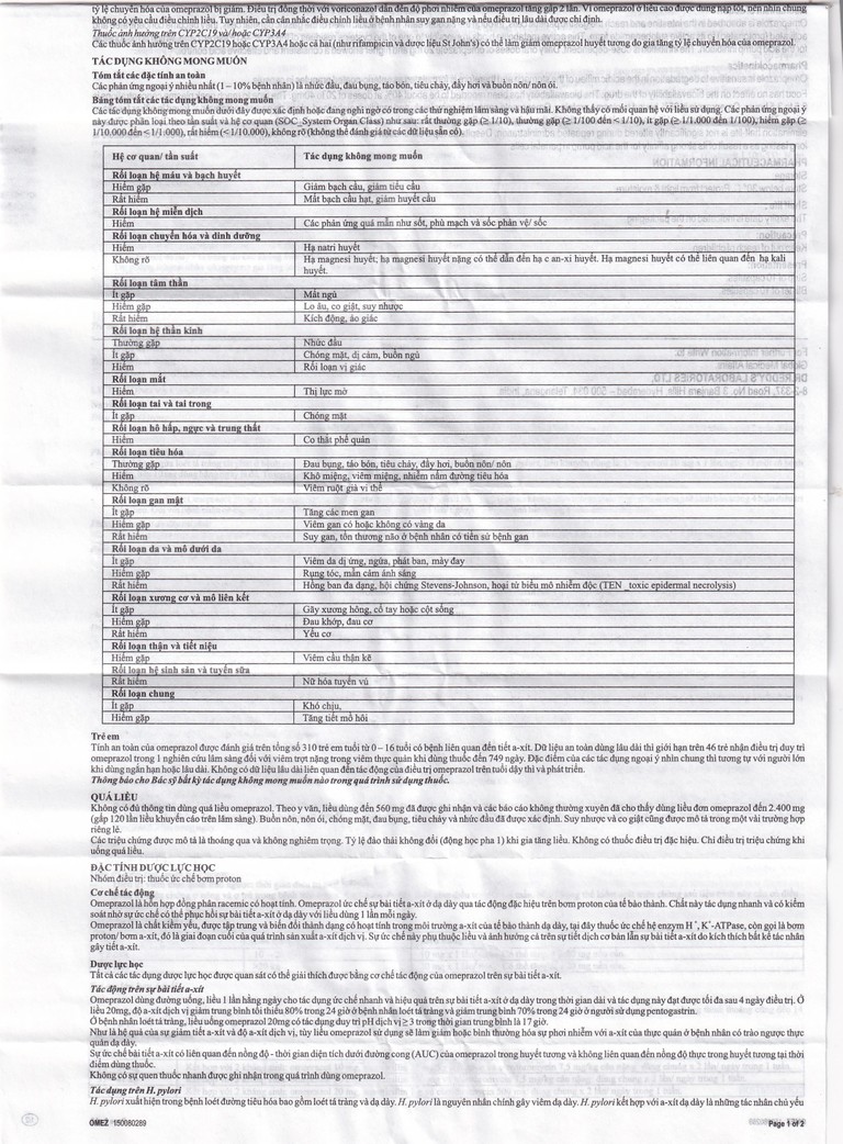 Viên nang cứng Omez 20mg Dr.Reddy's điều trị và dự phòng tái phát loét tá tràng (2 vỉ x 10 viên)