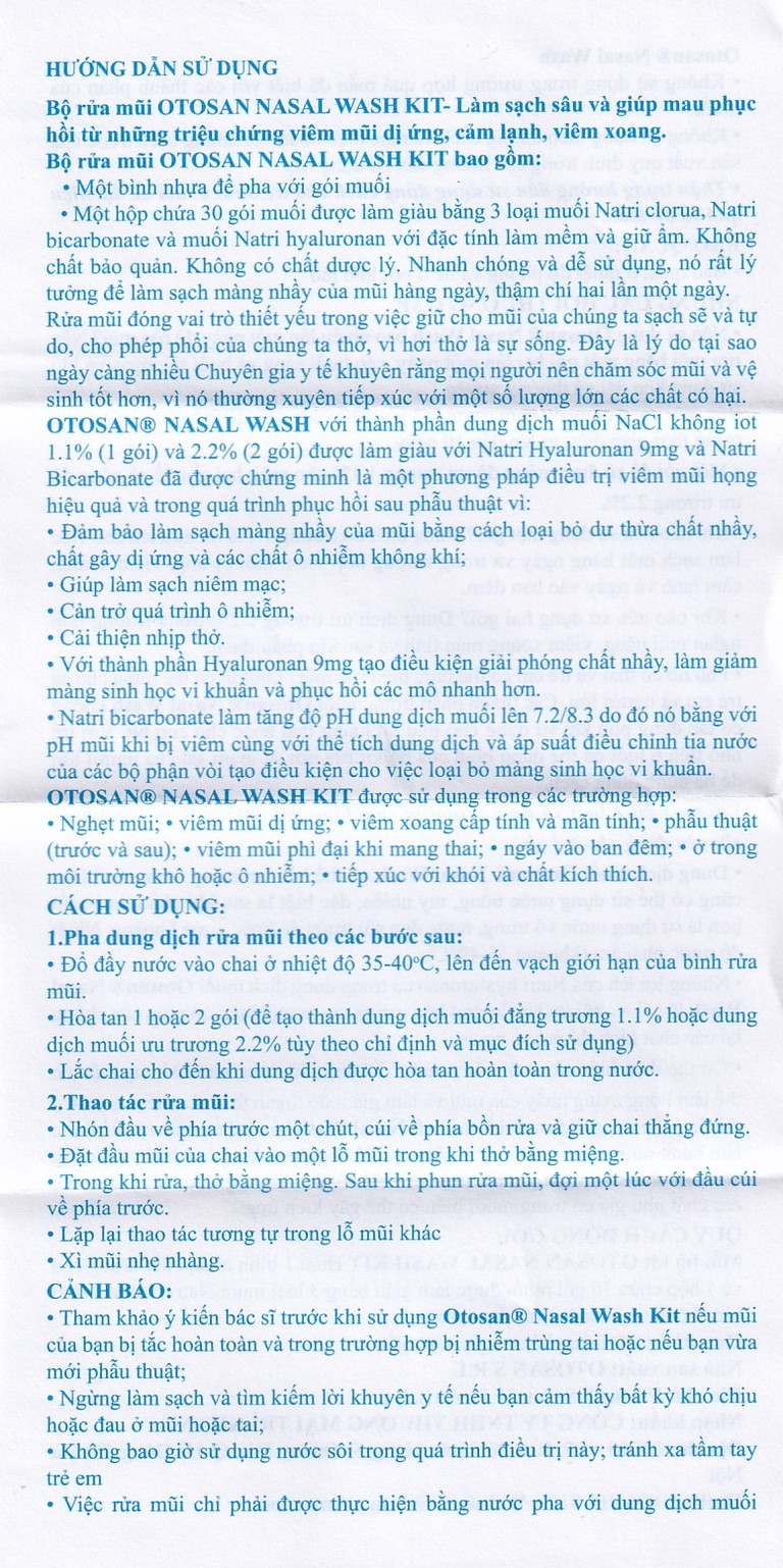 Dung dịch muối rửa mũi Otosan Nasal Wash làm sạch sâu và giảm chứng viêm mũi dị ứng, cảm lạnh (30 gói)