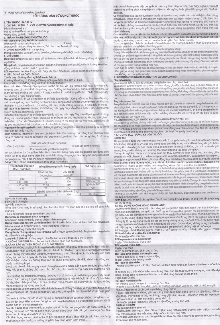 Viên nang cứng Pagalin 75mg Trường Thọ điều trị đau thần kinh, động kinh (3 vỉ x 10 viên)
