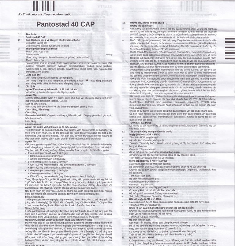 Thuốc Pantostad 40 CAP Stella điều trị viêm thực quản (4 vỉ x 7 viên)
