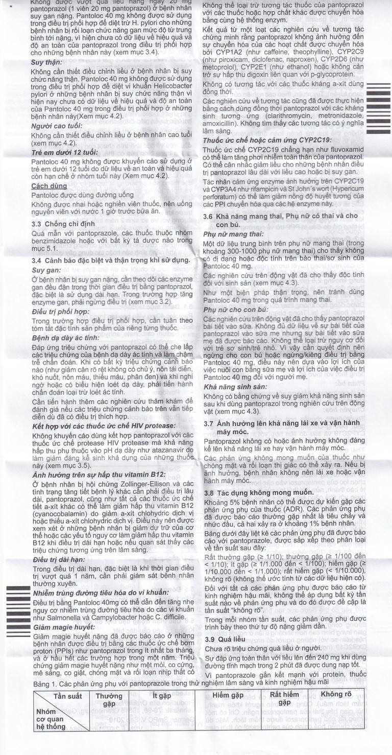 Viên nén Pantoloc 40mg Takeda điều trị viêm thực quản trào ngược (1 vỉ x 7 viên) 