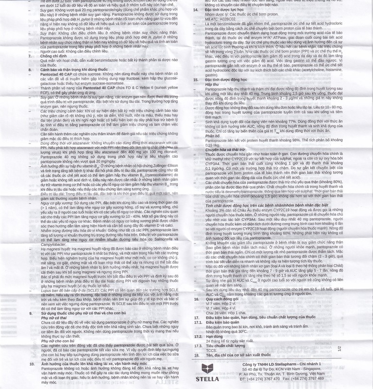 Thuốc Pantostad 40 CAP Stella điều trị viêm thực quản (4 vỉ x 7 viên)