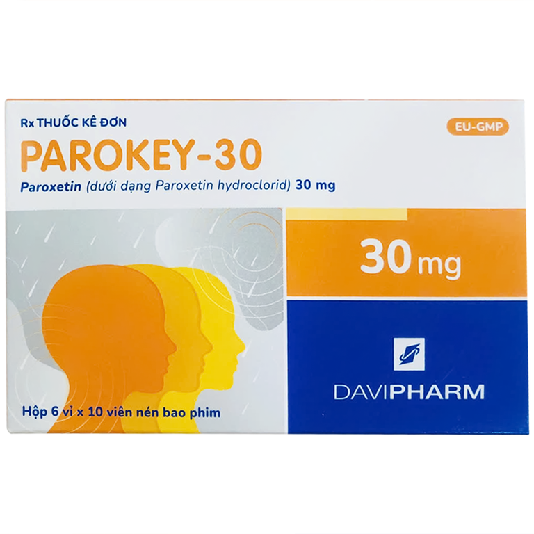 Viên nén Parokey-30 DaViPharm điều trị bệnh trầm cảm, rối loạn ám ảnh cưỡng bức (6 vỉ x 10 viên)