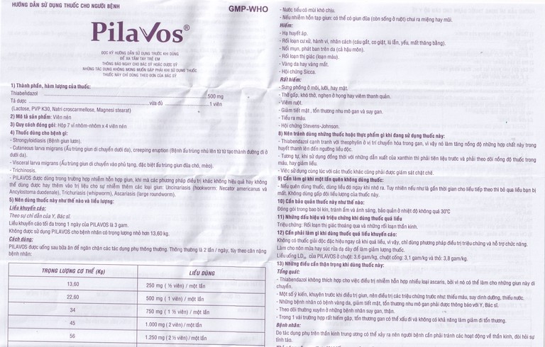 Thuốc Pilavos 500mg Usarichpharm điều trị bệnh giun lươn, ấu trùng giun di chuyển dưới da (7 vỉ x 4 viên)