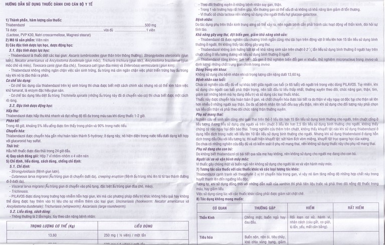 Thuốc Pilavos 500mg Usarichpharm điều trị bệnh giun lươn, ấu trùng giun di chuyển dưới da (7 vỉ x 4 viên)