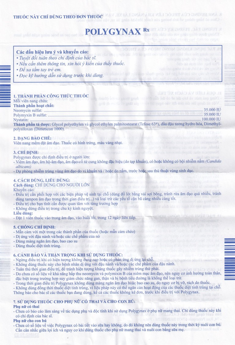 Viên đặt âm đạo Polygynax Innothera Chouzy điều trị viêm âm đạo, âm hộ - âm đạo (2 vỉ x 6 viên)