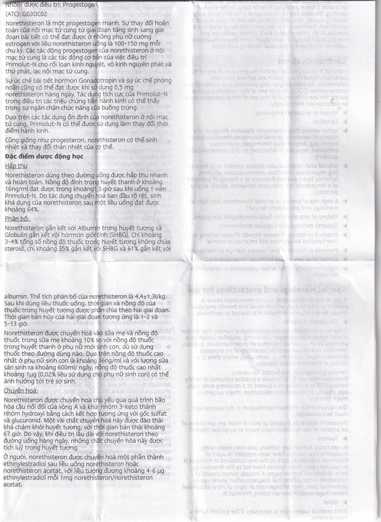 Thuốc Primolut N Bayer điều trị xuất huyết do rối loạn chức năng, vô kinh (2 vỉ x 15 viên)