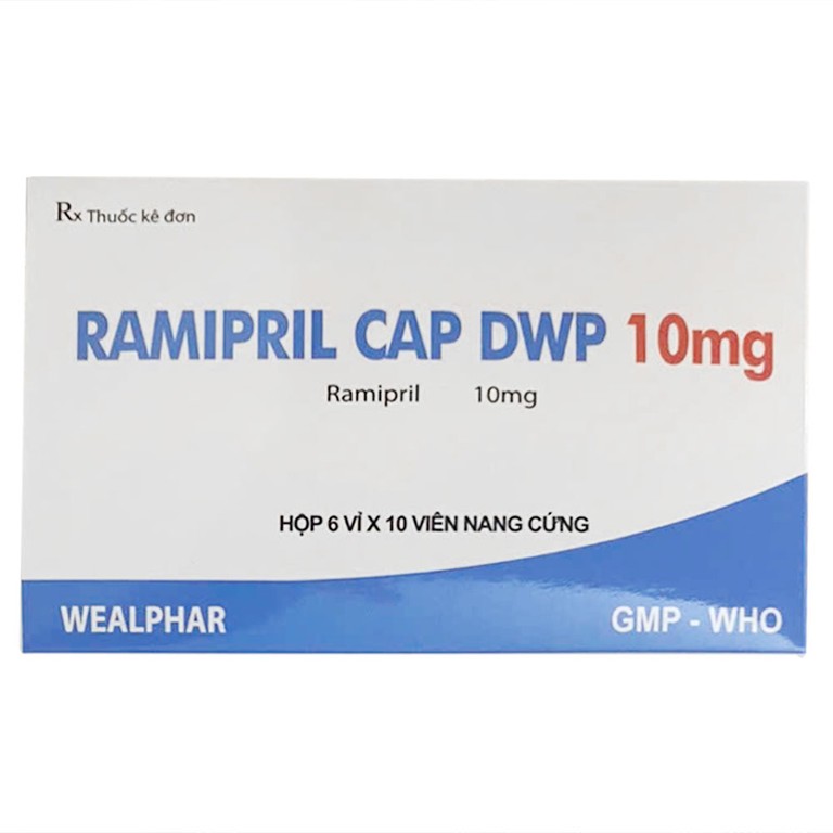 Thuốc Ramipril Cap Dwp 10mg Wealphar điều trị tăng huyết áp (6 vỉ x 10 viên)
