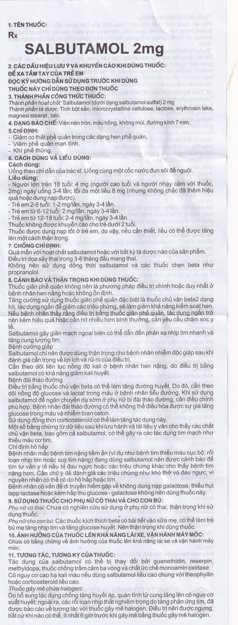 Thuốc Salbutamol 2mg Dopharma giúp giảm co thắt phế quản trong hen, viêm phế quản mãn tính (10 vỉ x 10 viên)
