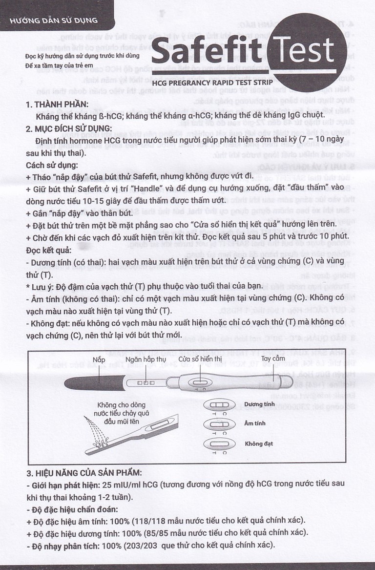 Bút thử thai nhanh Safefit cho kết quả nhanh với độ chính xác cao
