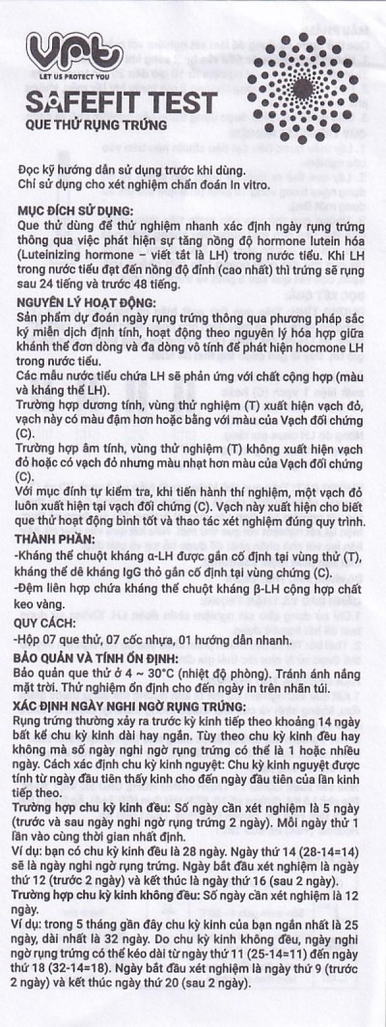 Que thử rụng trứng Safefit Test dùng để xác định ngày rụng trứng (7 que)