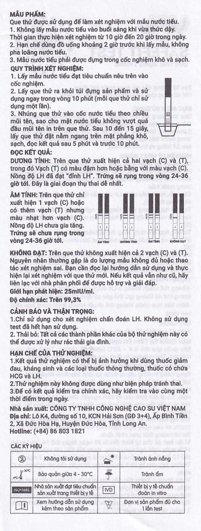 Que thử rụng trứng Safefit Test dùng để xác định ngày rụng trứng (7 que)