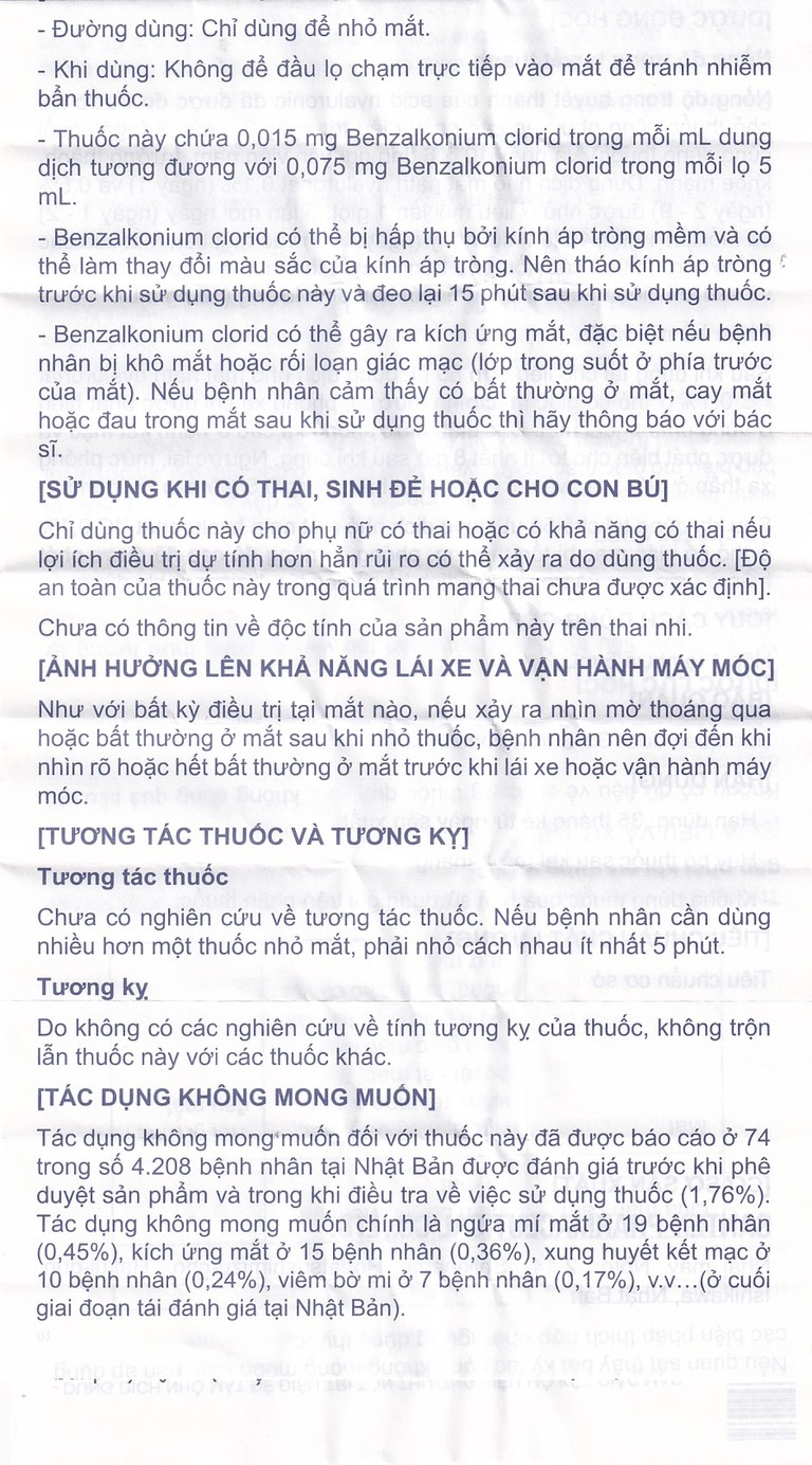 Thuốc nhỏ mắt Sanlein 0.1% Santen hỗ trợ điều trị rối loạn biểu mô kết giác mạc (5ml)