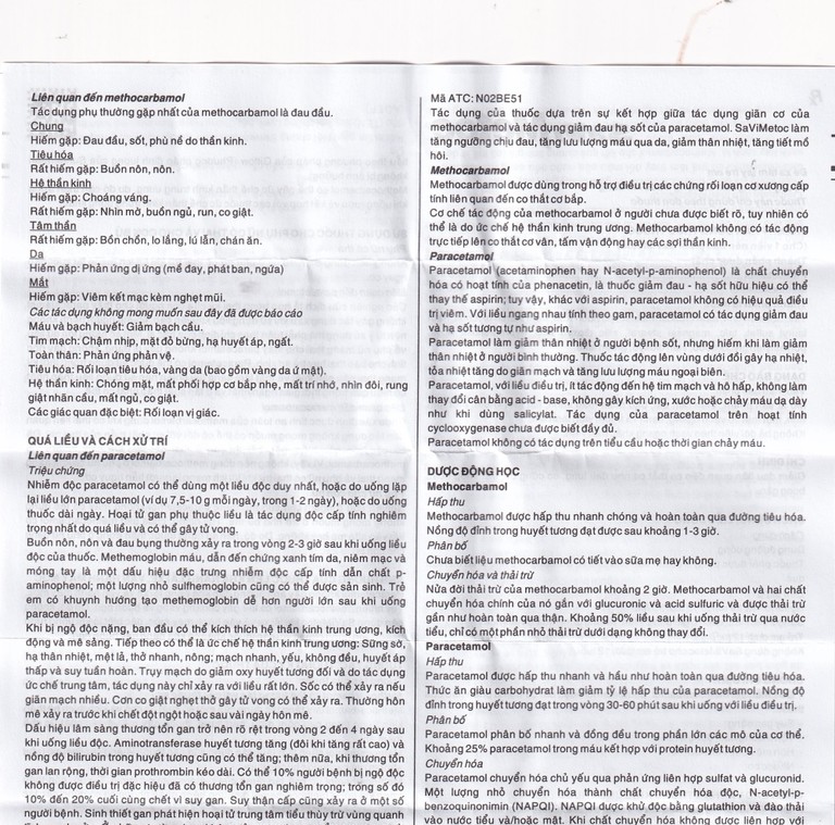 Thuốc SaViMetoc giảm đau do co thắt cơ (3 vỉ x 10 viên)