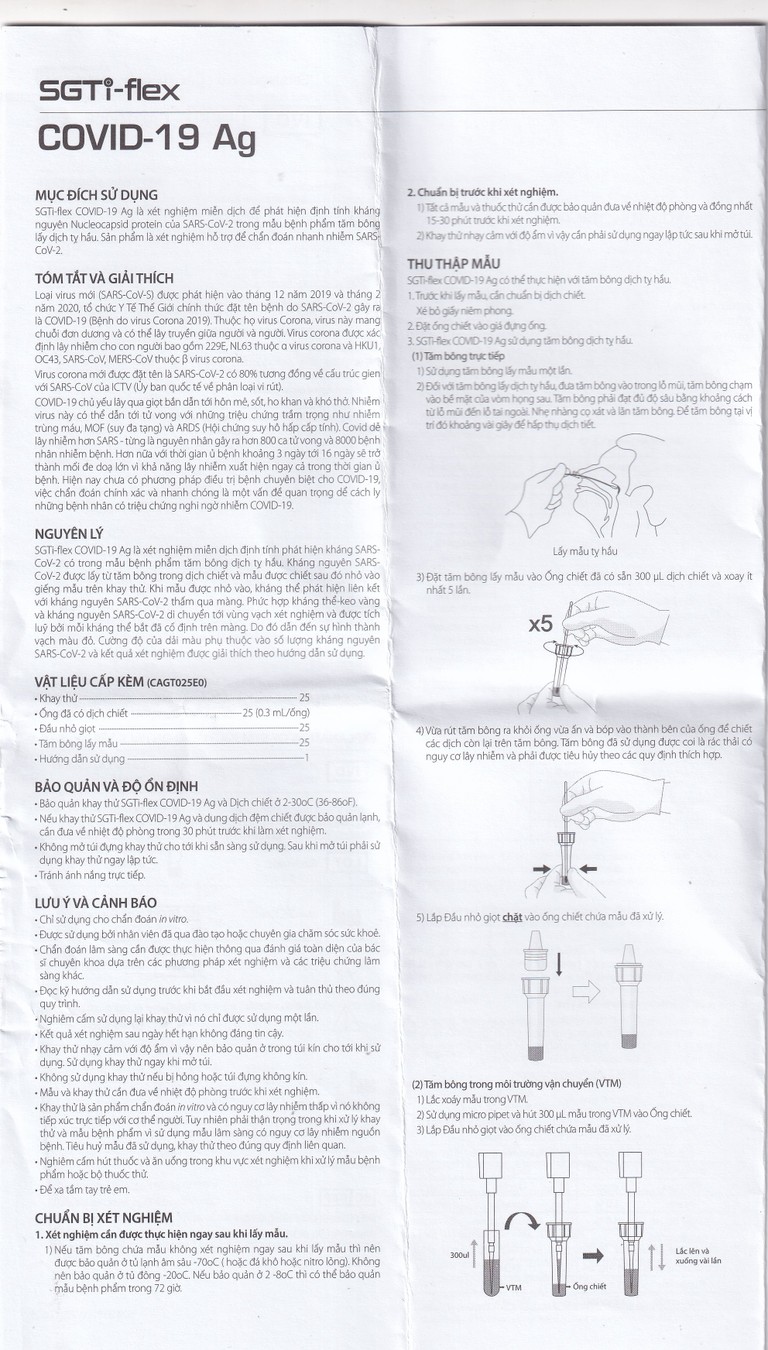Kít test covid SGTi-flex SUGENTECH khay thử xét nghiệm kháng nguyên SAR CoV-2 (25 kít)